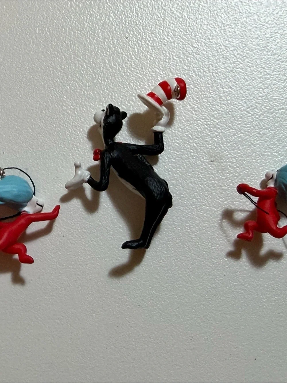 Vtg 2001 Hallmark Miniature Ornament Set Dr Seuss Cat In The Hat, Thing 1 & 2